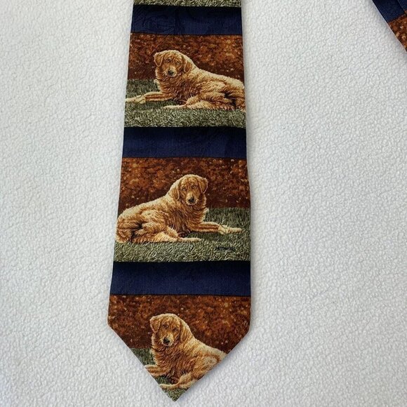 Golden Retriever 100% Silk 57” Dog And Baseball Men’s Tie Bonnie Marris - Picture 3 of 8